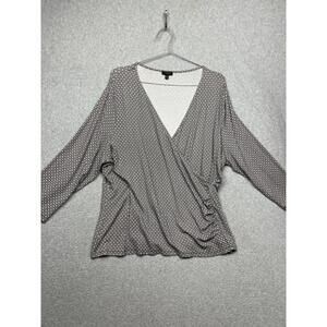 Talbots Faux Wrap Blouse Womens Petite Plus 3XP Geometric 3/4 Sleeve Modern
